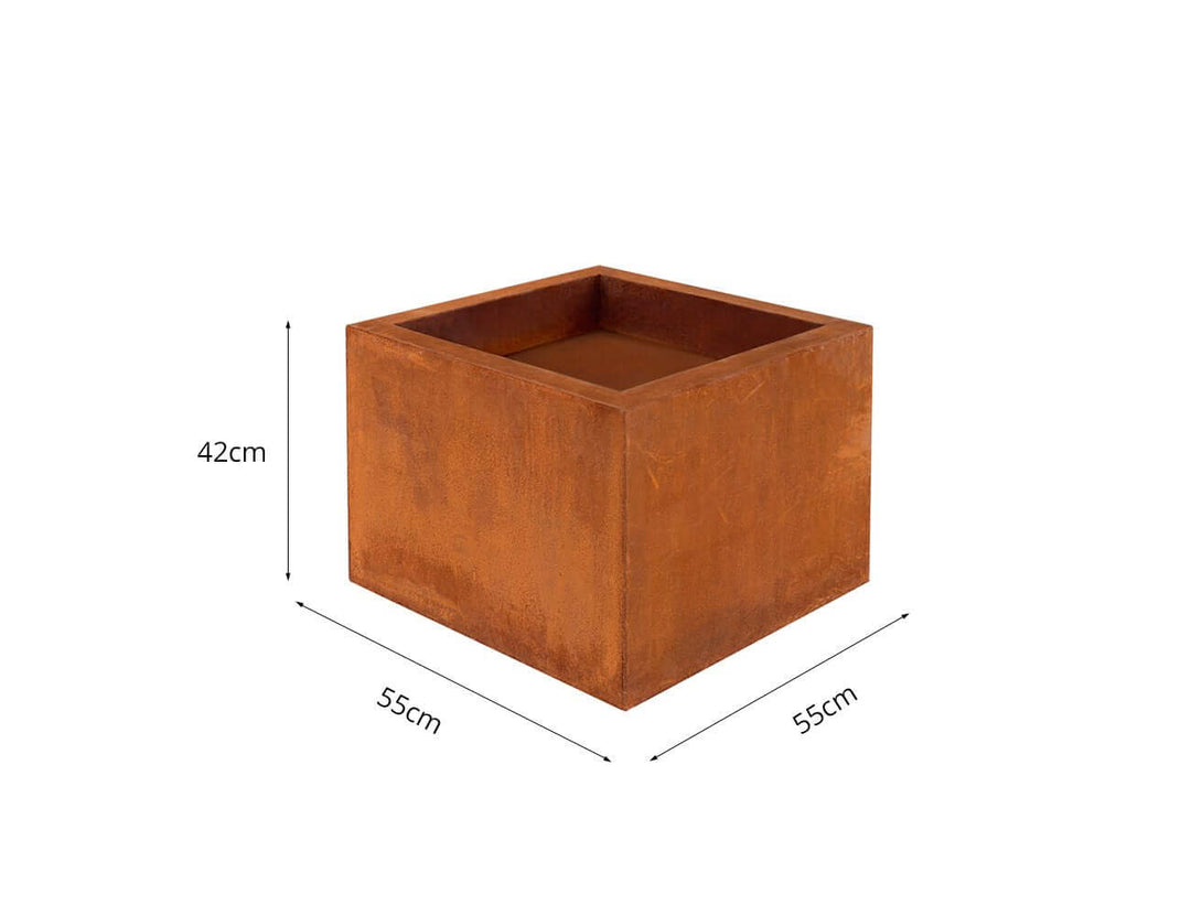 Corten Steel Square Fire Pit Brazier - Natural Rust Patina Finish 55 X 55 X 42cm, ,