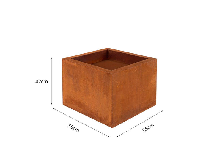 Corten Steel Square Fire Pit Brazier - Natural Rust Patina Finish 55 X 55 X 42cm, ,