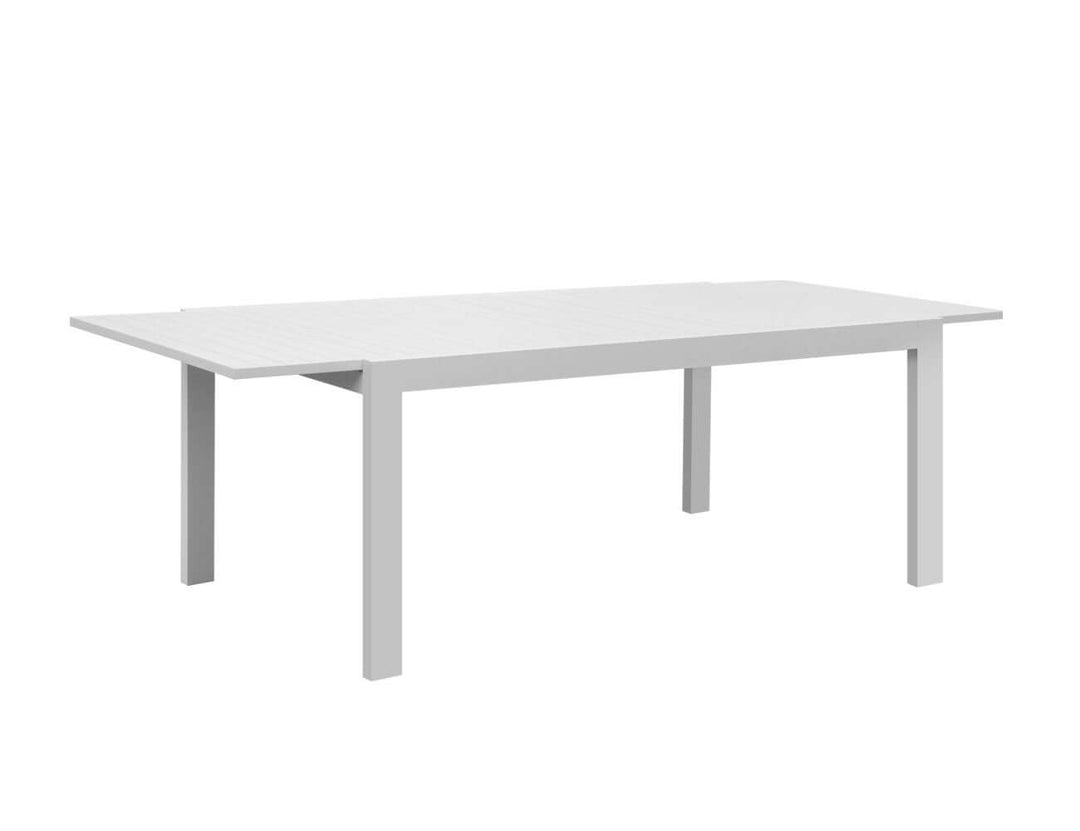 Cumulus Aluminium Outdoor Patio Extension Dining Table 180-240 X 100cm, Colour: Matte White,