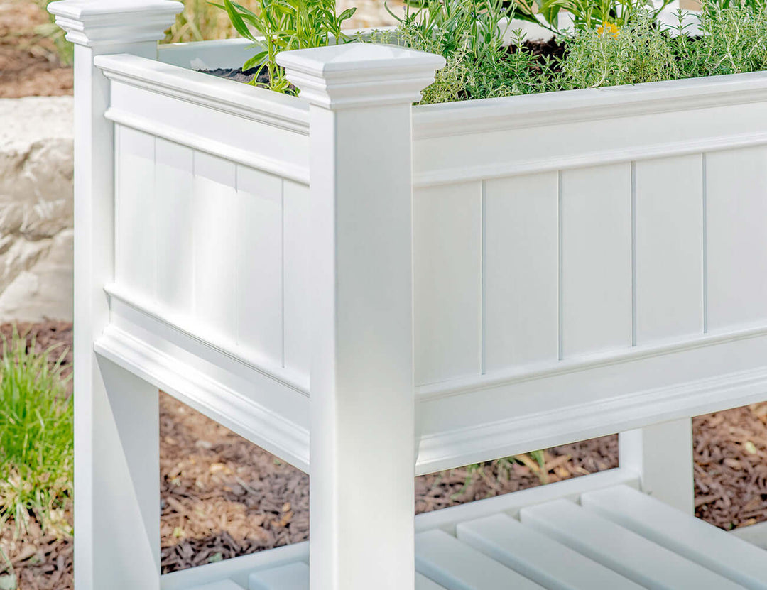 Greenpod Raised Pvc Garden Bed W/ Shelf - White, ,