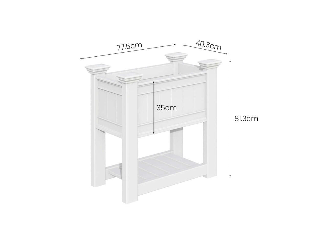 Greenpod Raised Pvc Garden Bed W/ Shelf - White, ,