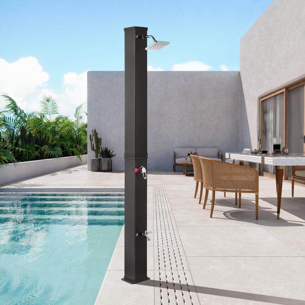 Modern Freestanding Outdoor Shower - Solar Heated - 40l, ,