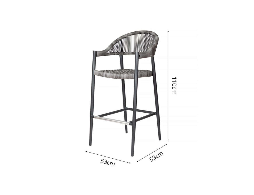 Parakeet Aluminium And Rattan Outdoor Patio Bar Chair, ,