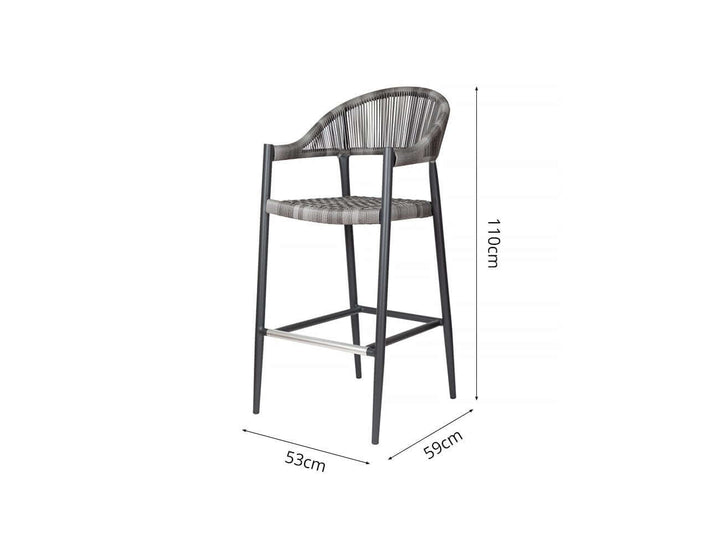 Parakeet Aluminium And Rattan Outdoor Patio Bar Chair, ,