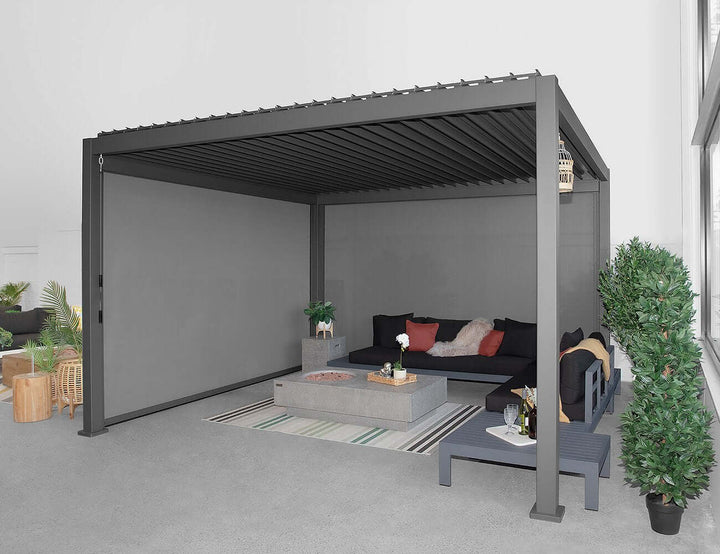 Waihi Pergola Retractable Shade Blind - 4m - only blind, Colour: Charcoal,