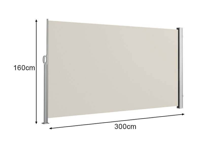 Patio Screen Retractable Side Awning 1.6m X 3 M, Colour: Beige,