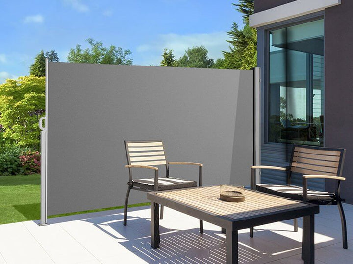 Patio Screen Retractable Side Awning - 1.8m X 3m, Colour: Grey,