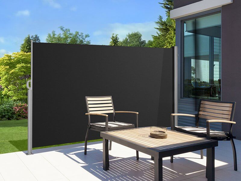 Patio Screen Retractable Side Awning 2m X 3m, Colour: Black,