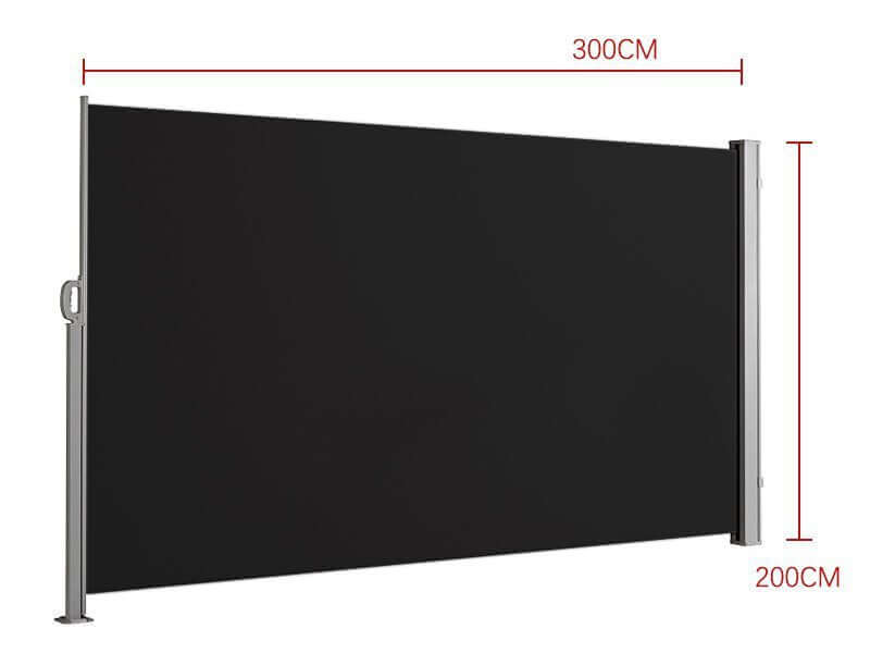 Patio Screen Retractable Side Awning 2m X 3m, Colour: Beige,