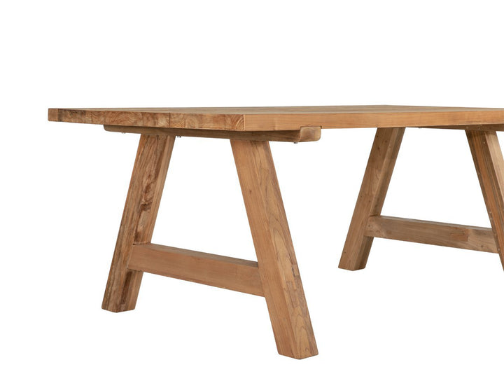 Teak A-frame Dining Table With Bench Seats- 200cm, ,
