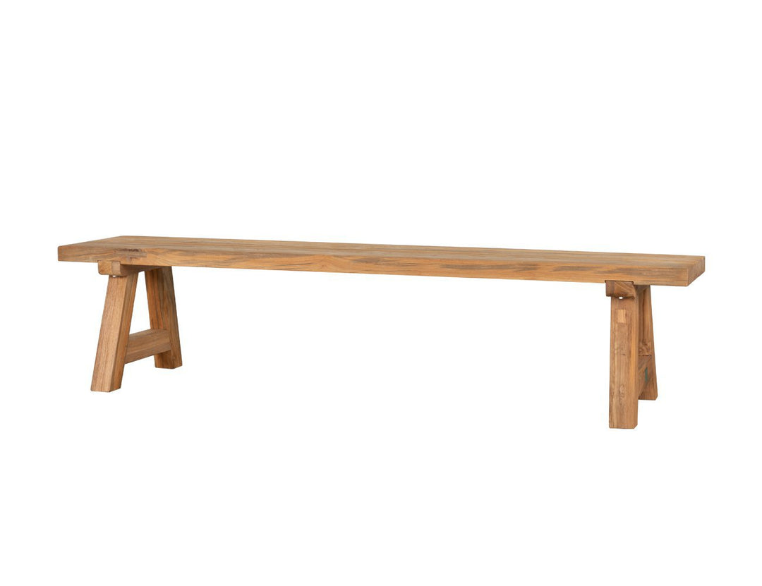 Teak A-frame Dining Table With Bench Seats- 200cm, ,