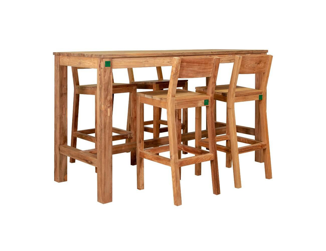 Teak Bar Chair And Rectangular Table Bundle, ,