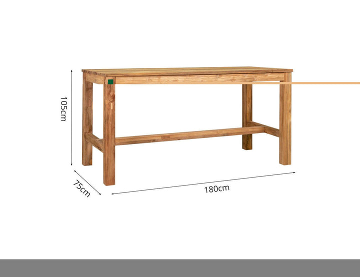 Teak Bar Chair And Rectangular Table Bundle, ,