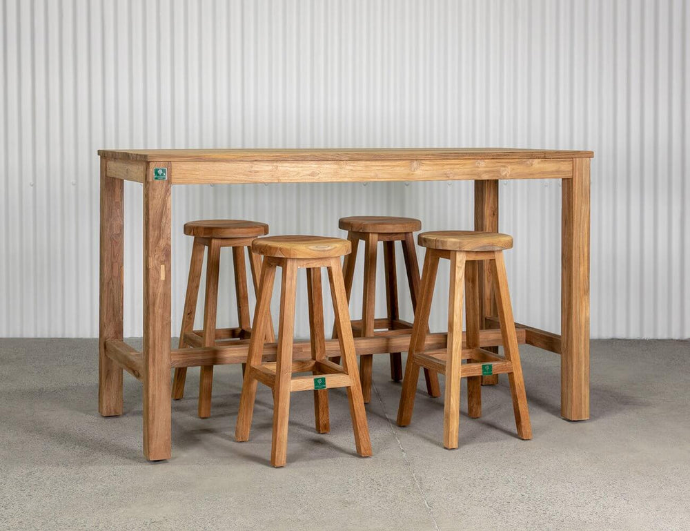 Teak Bar Stool And Rectangular Table Bundle, ,