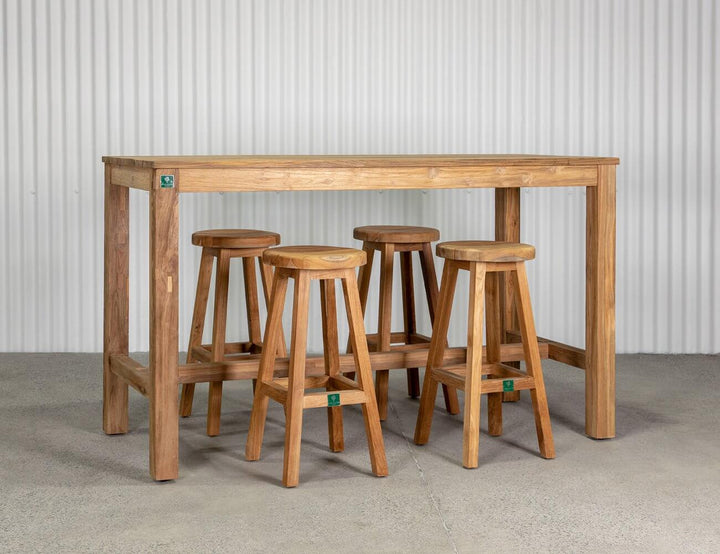 Teak Bar Stool And Rectangular Table Bundle, ,