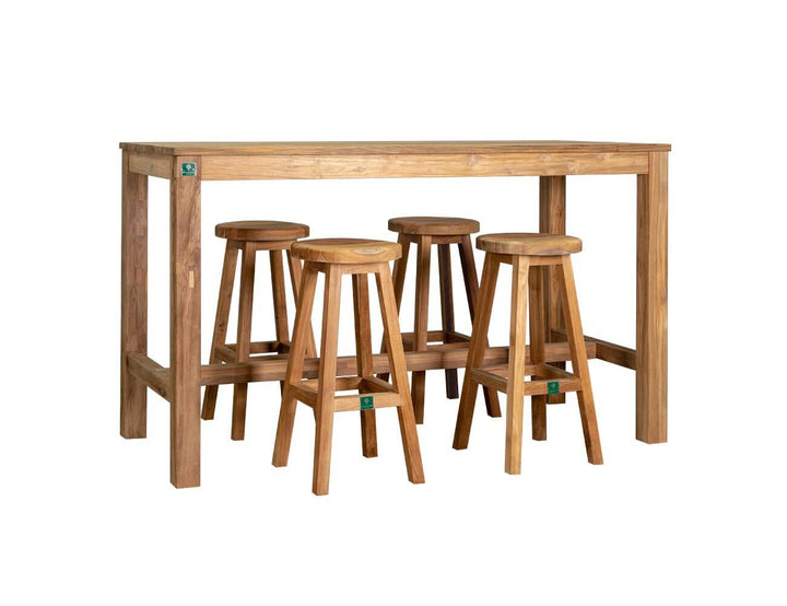 Teak Bar Stool And Rectangular Table Bundle, ,