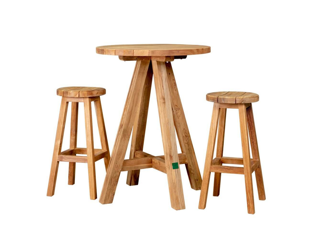 Teak Bar Stool And Round Table Bundle, ,