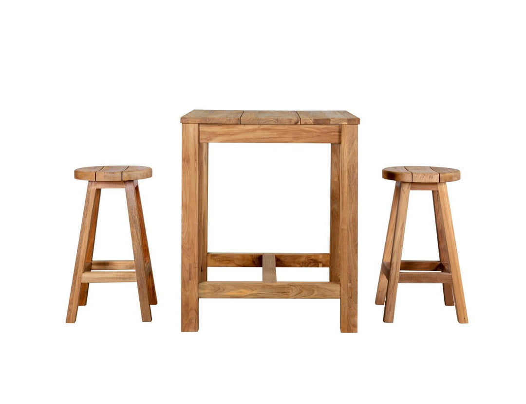Teak Counter Height Stool And Square Table Bundle, ,