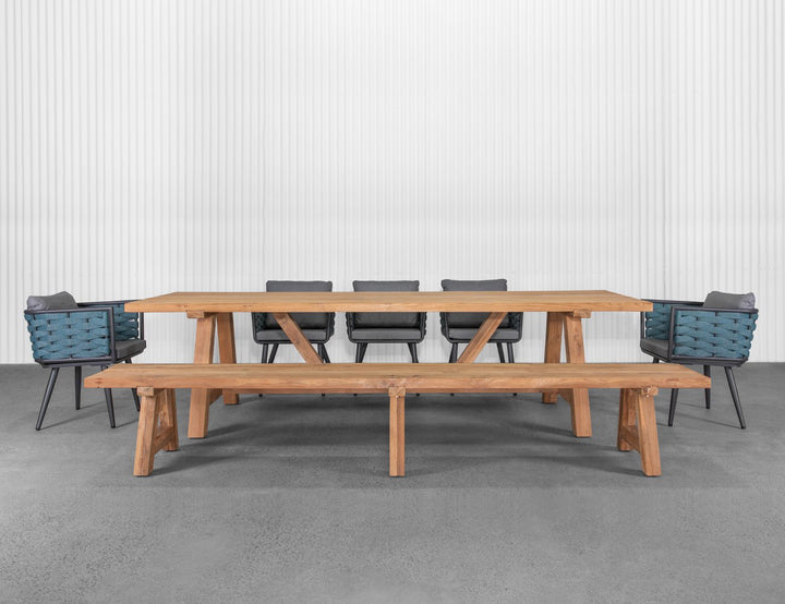 Stalwart Teak A Frame Dining Bench Seat 300cm, ,