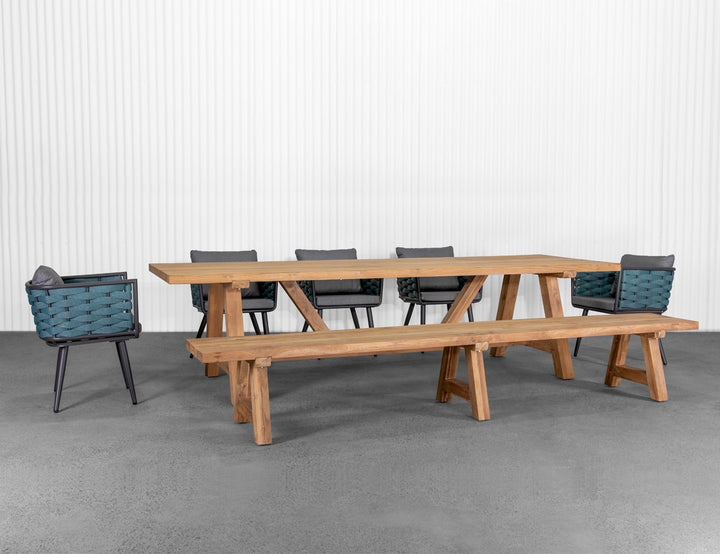 Stalwart Teak A Frame Dining Bench Seat 300cm, ,