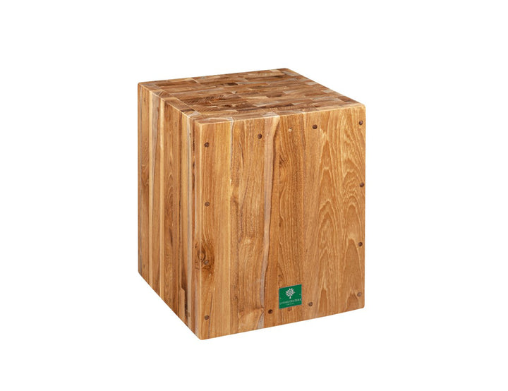 Teak Cube Stool, ,