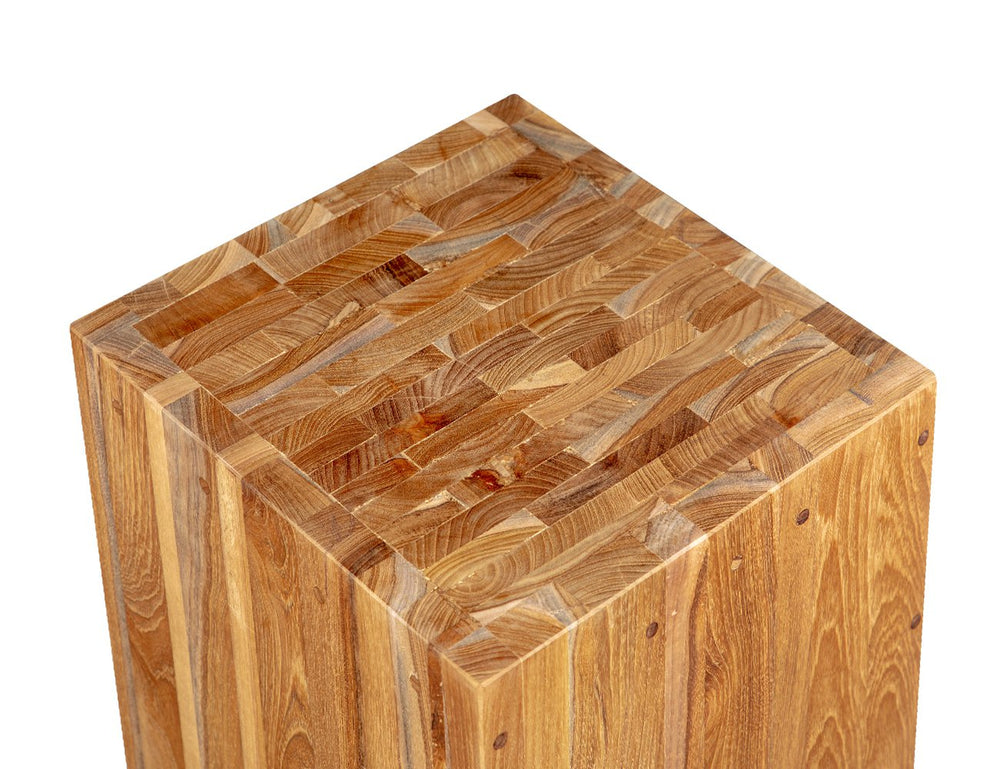 Teak Cube Stool, ,