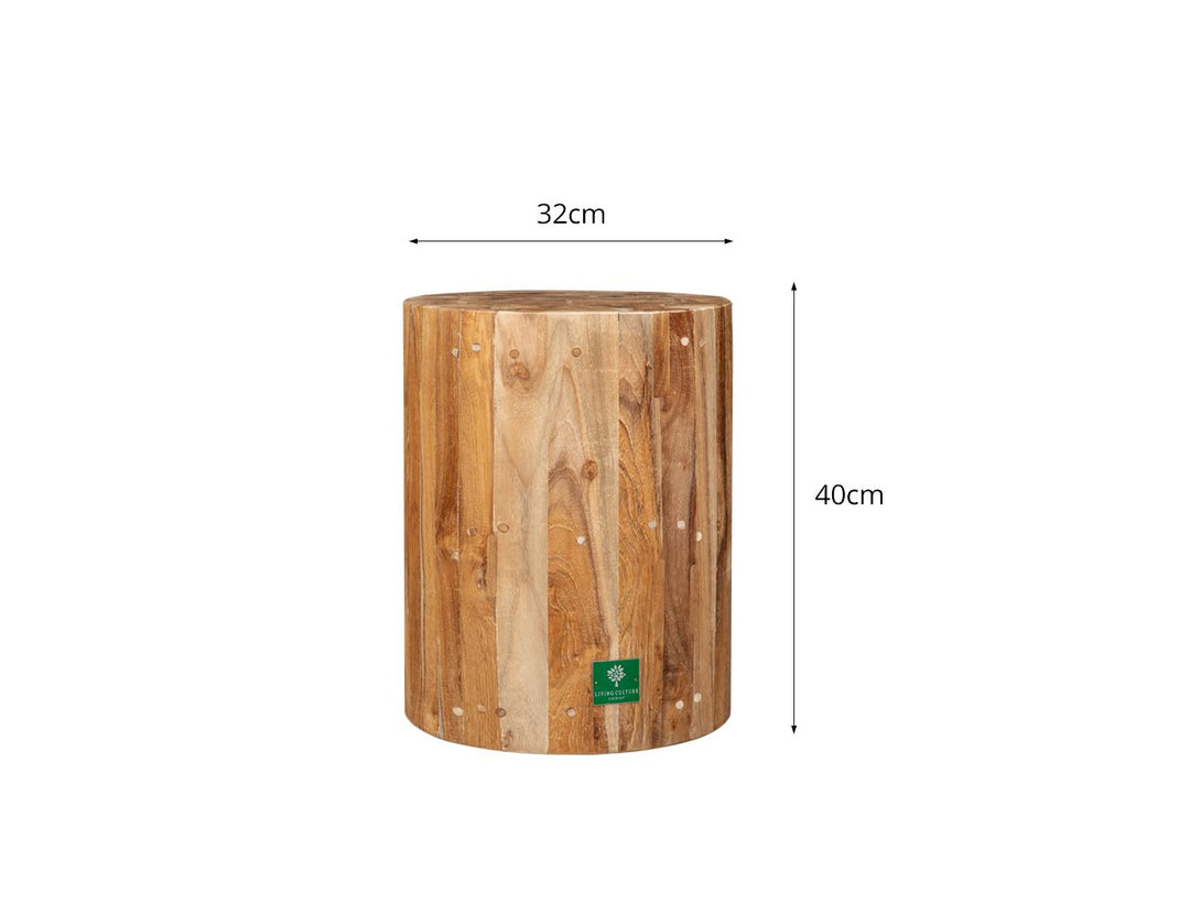 Teak Drum Stool, ,