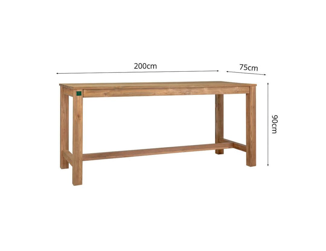 Teak Long Counter Height Table, ,