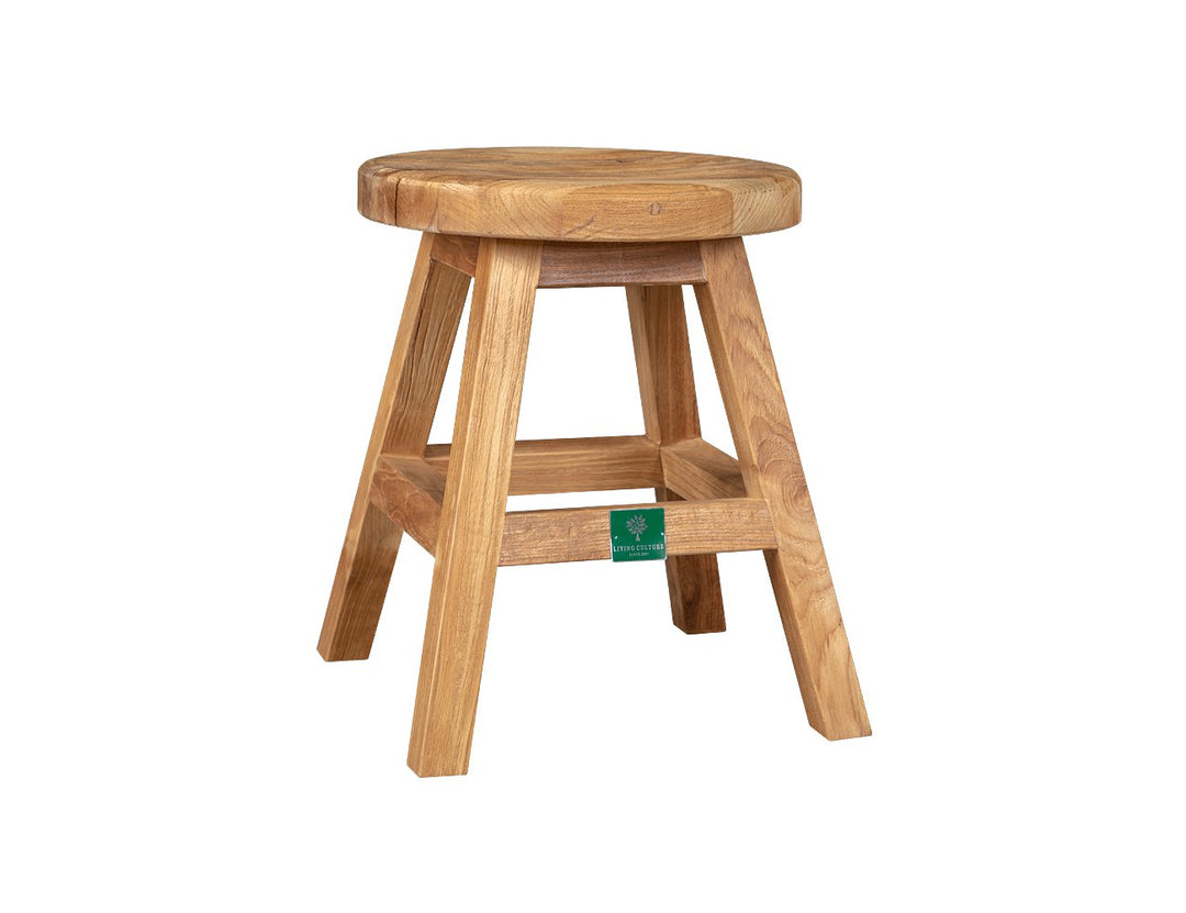 Teak Outdoor Round Stool, ,