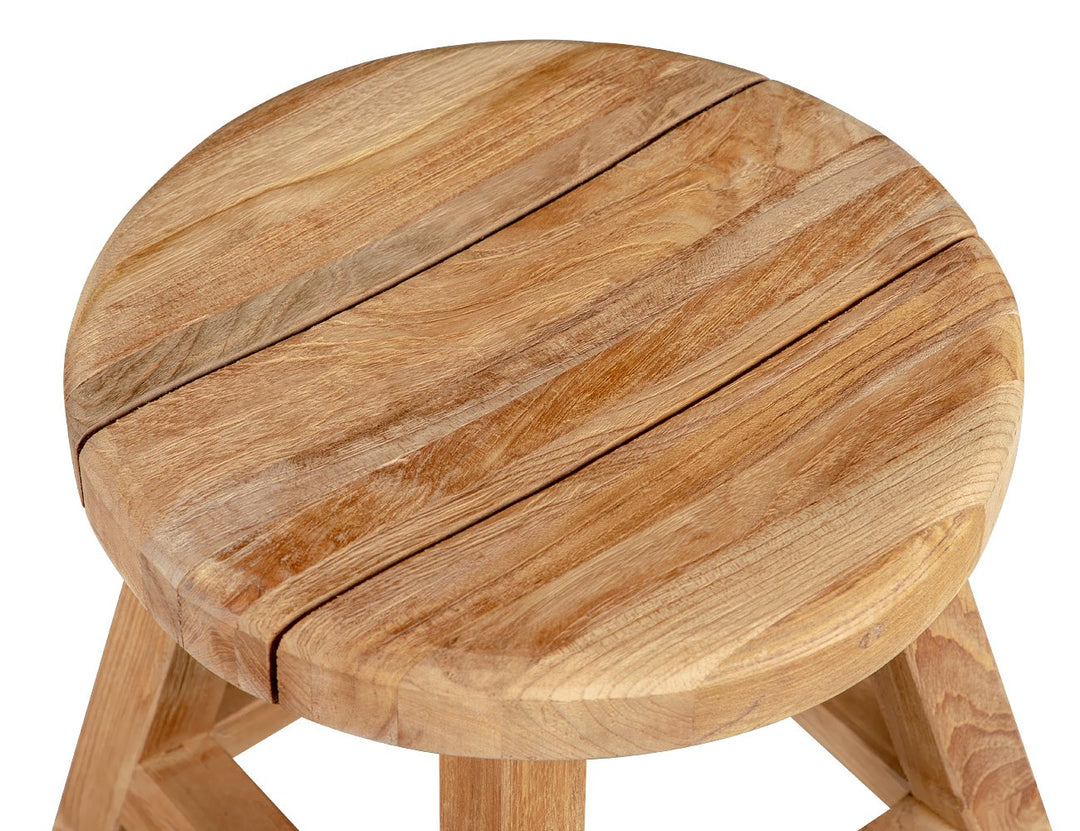 Teak Outdoor Round Stool, ,