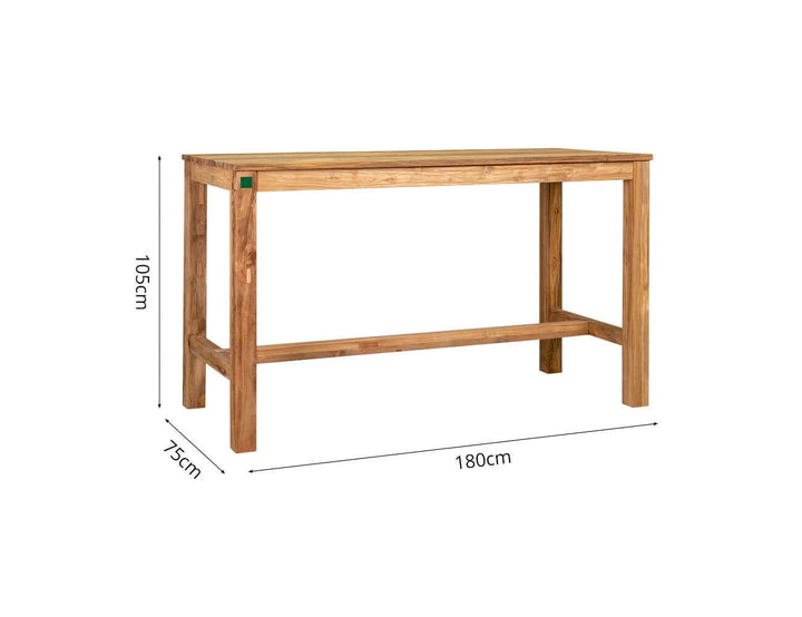 Teak Outdoor Rectangular Bar Leaner Table 180 X 75 X 105cm, ,