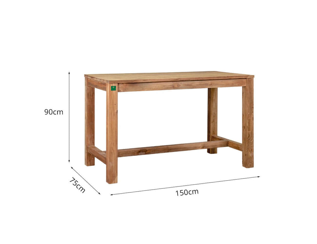 Teak Rectangular Counter Height Table, ,