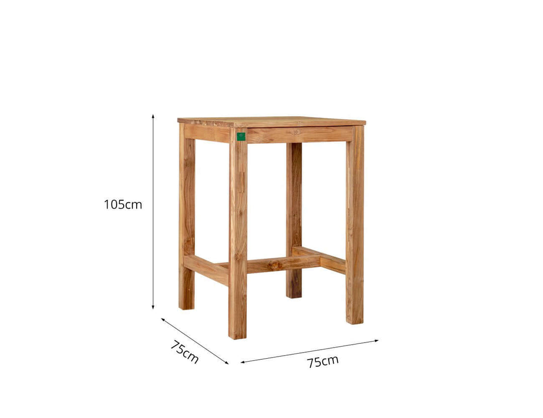 Teak Outdoor Square Bar Leaner Table 75 X 75 X 105cm, ,