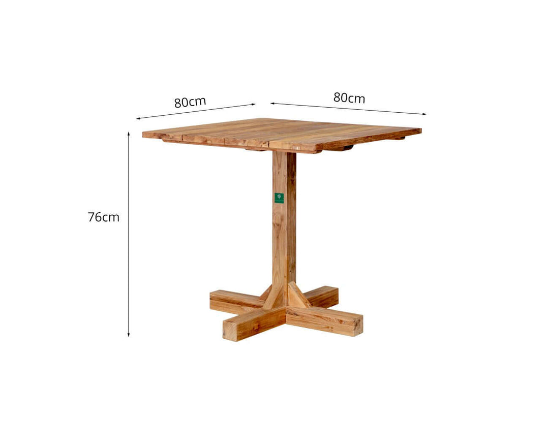 Teak Outdoor Square Bistro Table 80cm, ,