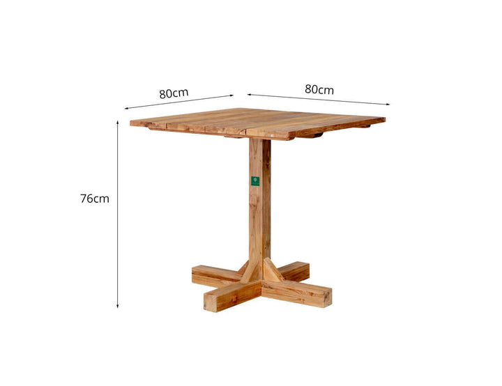 Teak Outdoor Square Bistro Table 80cm, ,