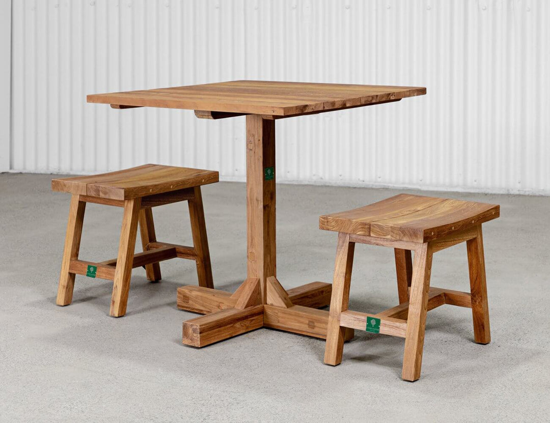 Teak Outdoor Square Bistro Table 80cm, ,