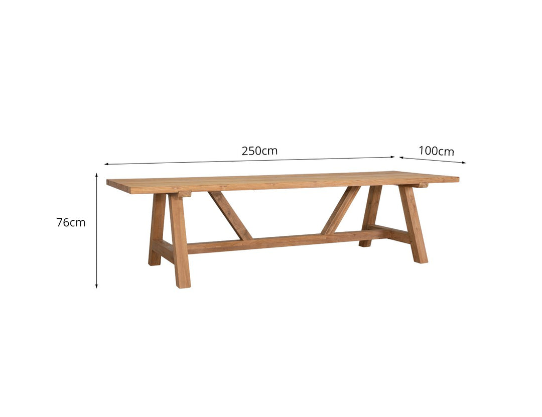 Stalwart Teak Trestle Dining Table 250cm, ,