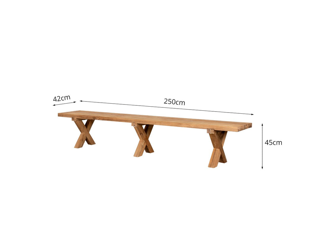 Sovereign Teak X Leg Bench - 250cm, ,