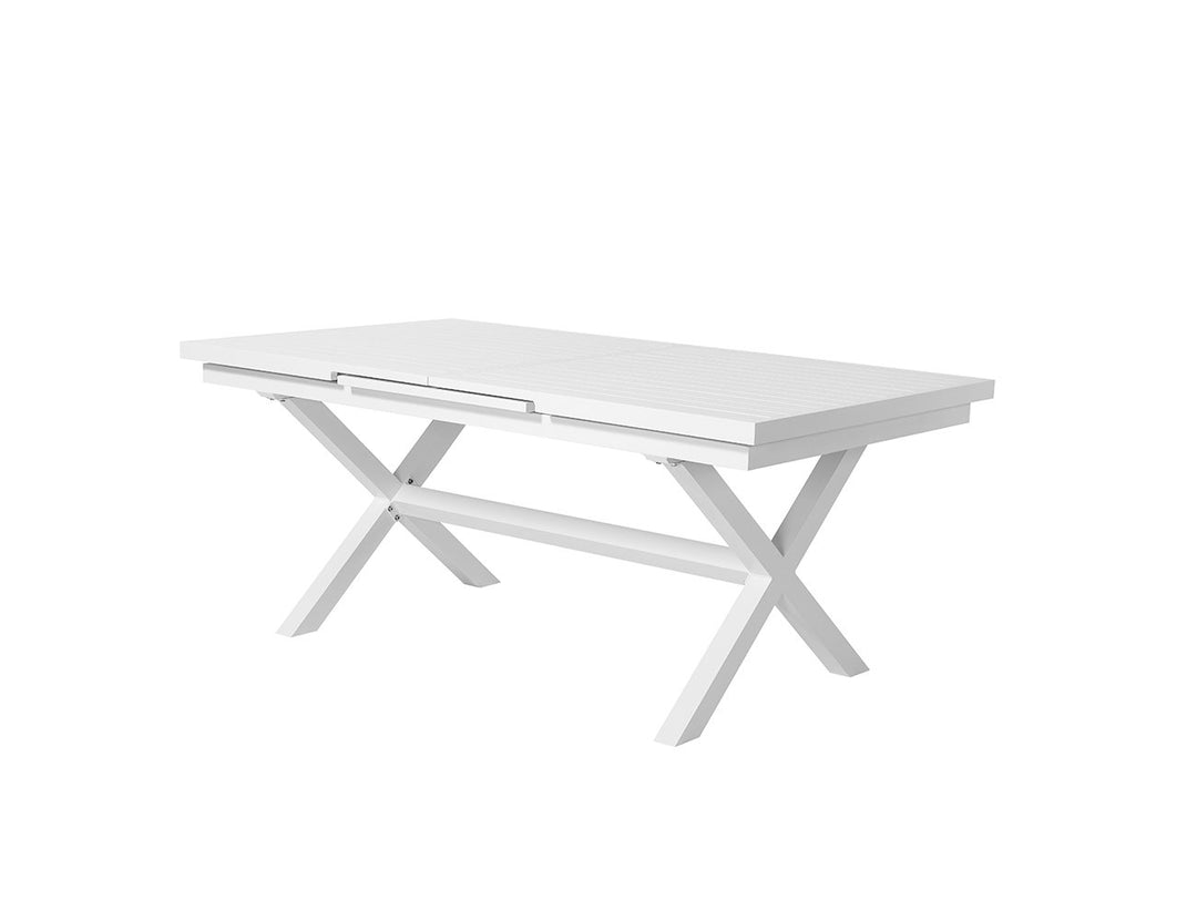 Tuba Outdoor Aluminium Patio Dining Extension Table 180-240 X 100cm, Colour: White,