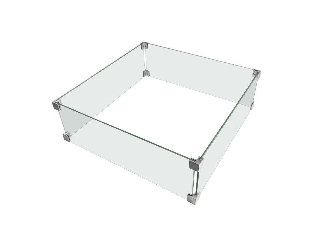 Square Fire Pit Glass Wind Guard -56.1 X 56.1 X 18cm, ,