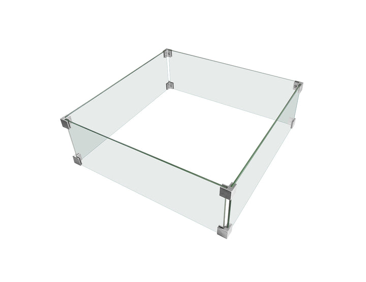 Square Fire Pit Glass Wind Guard -56.1 X 56.1 X 18cm, ,