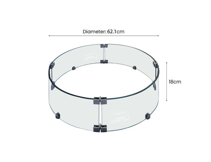 Round Fire Pit Glass Wind Guard -d62.1 X 18cm, ,