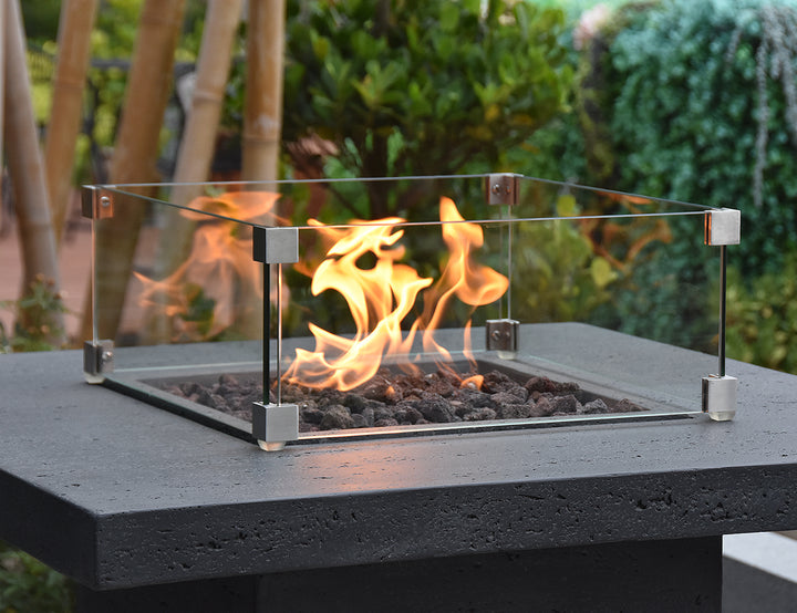 Square Fire Pit Glass Wind Guard -56.1 X 56.1 X 18cm, ,