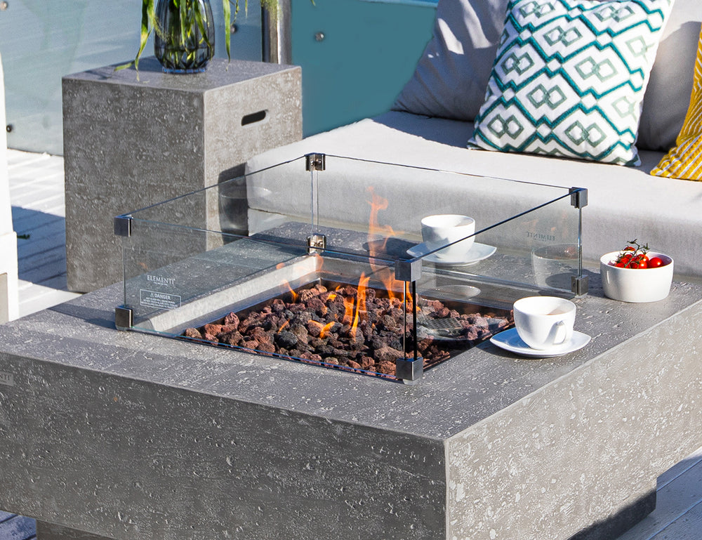 Square Fire Pit Glass Wind Guard -56.1 X 56.1 X 18cm, ,