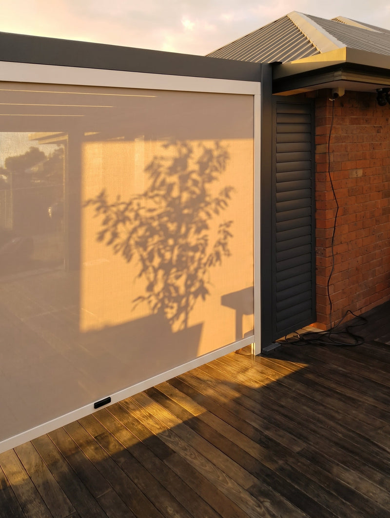 Blinds and Shutters Around a Baltic Pergola