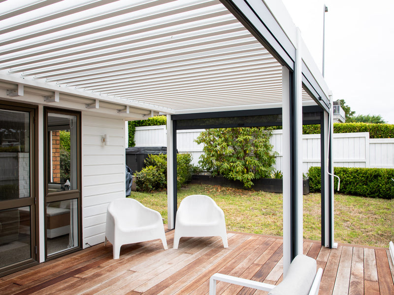 Side Deck To Second Living Room: Richard’s Wall-Mounted Pergola In Waiake