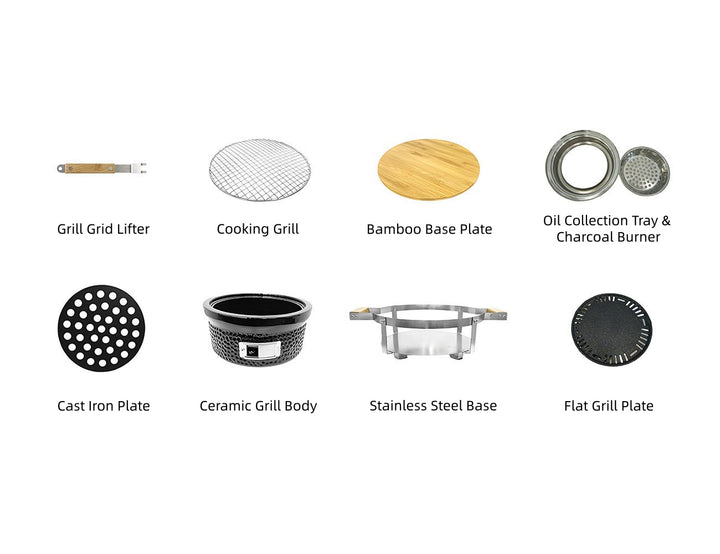 Hibachi Tabletop BBQ Grill with Searing Plate & Oil Tray - Round