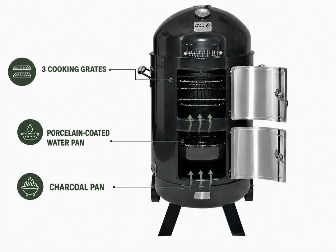 Trail Embers 3-in-1 Vertical Charcoal BBQ Smoker