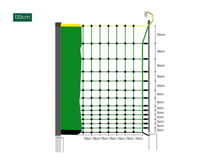 Electric Fence Netting - 50m X 120cm for Poultry