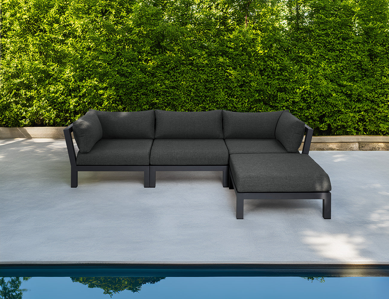 Newport Aluminium Outdoor Armless Sofa Set - 4 Seat